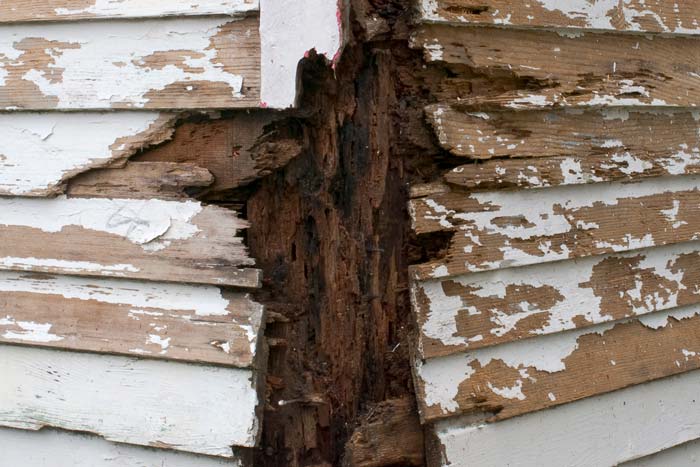 wooden exterior of home falling apart